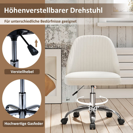 Adjustable Armless Office Chair – Beige, 360 Swivel