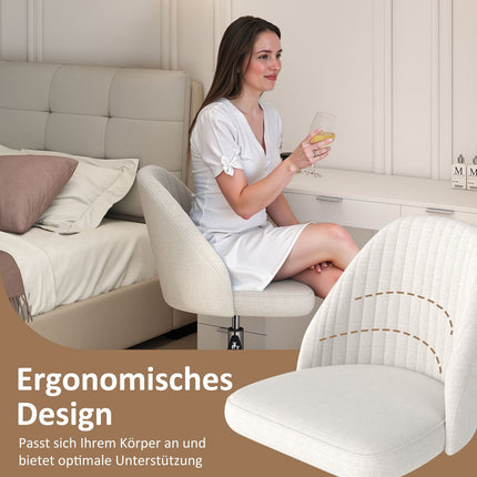 Adjustable Armless Office Chair – Beige, 360 Swivel