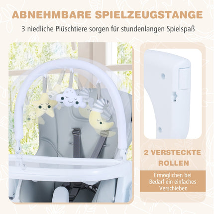 Adjustable Baby High Chair, Foldable with Tray, Light Grey