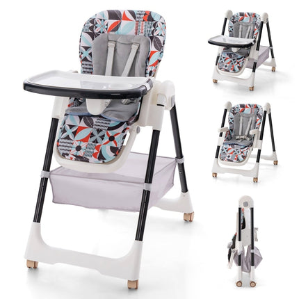 Adjustable Baby High Chair with Recline & Double Tray