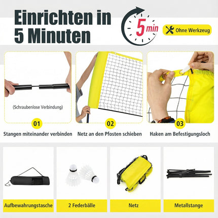 Adjustable Badminton Net Set with Stand and Carry Bag