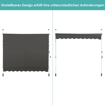 Adjustable Balcony Awning with Crank, 250x120 cm, Grey