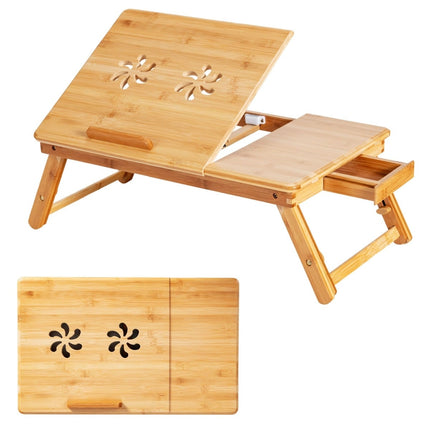 Adjustable Bamboo Laptop Desk with Tilt Top, Foldable