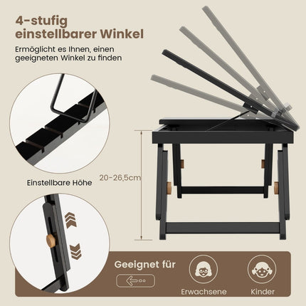 Adjustable Bamboo Laptop Table with Drawer – Brown