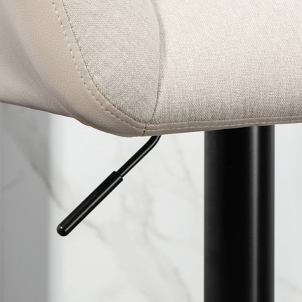Adjustable Bar Stools, Set of 2, Faux Leather, Cream/Black