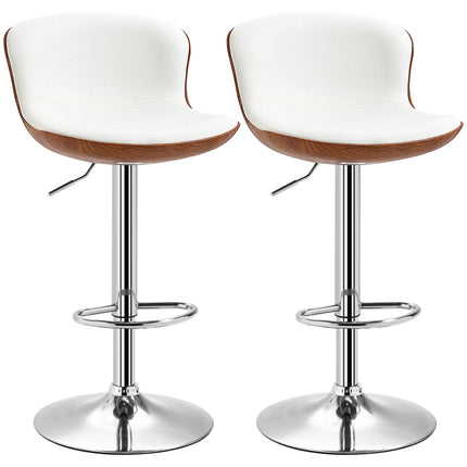 Adjustable Bar Stools Set of 2, Swivel Seat, Cream White