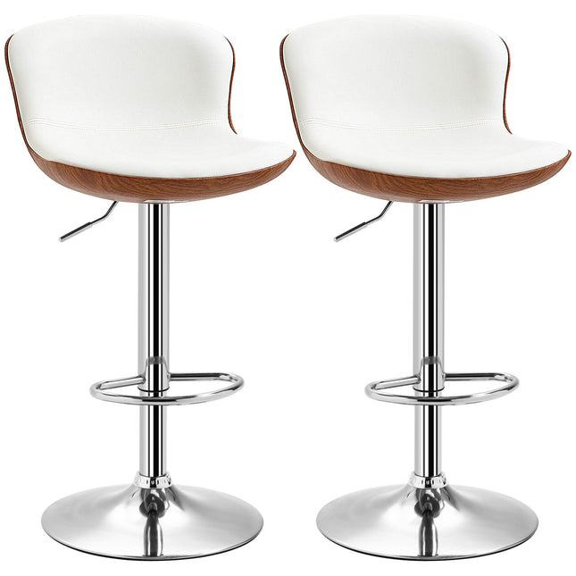 Adjustable Bar Stools Set of 2, Swivel Seat, Cream White