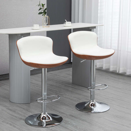Adjustable Bar Stools Set of 2, Swivel Seat, Cream White
