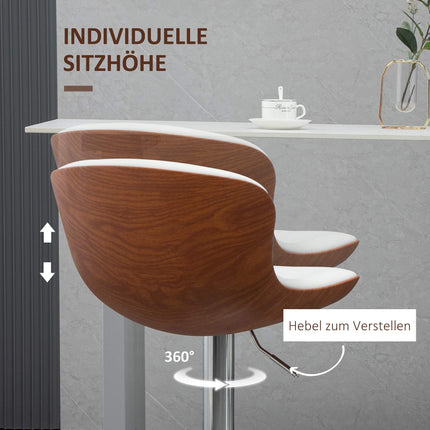 Adjustable Bar Stools Set of 2, Swivel Seat, Cream White