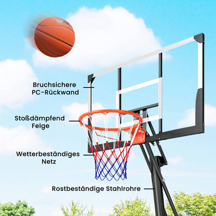 Adjustable Basketball Hoop 2.45-3.05m with Rebound Trainer