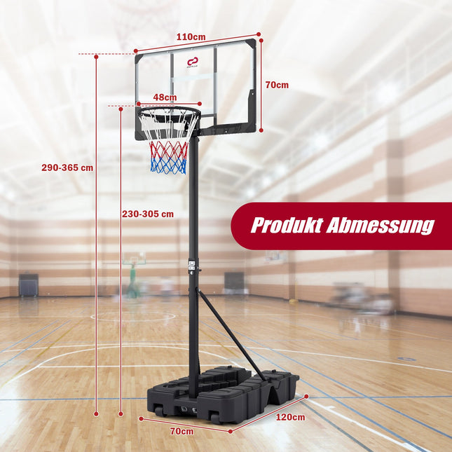 Adjustable Basketball Hoop with Wheels & Storage