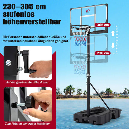 Adjustable Basketball Hoop with Wheels & Storage