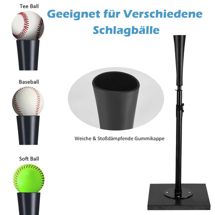 Adjustable Batting Tee, 63.5-91.5 cm, Portable, Black