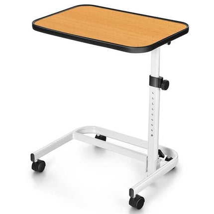 Adjustable Bedside Table with Tilt & Casters, Natural Finish