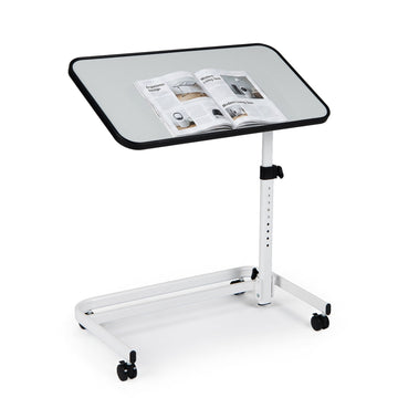 Adjustable Bedside Table with Tilting Top and Casters