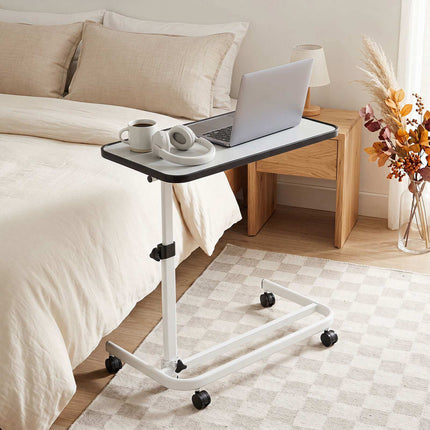 Adjustable Bedside Table with Tilting Top and Casters