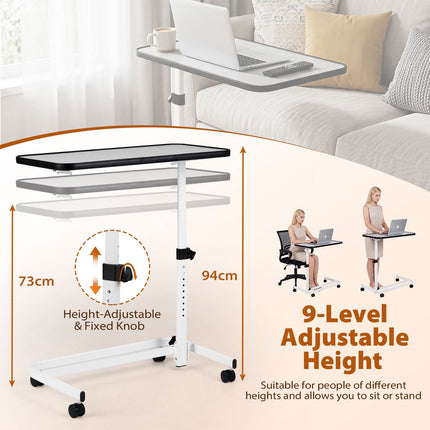 Adjustable Bedside Table with Tilting Top and Casters