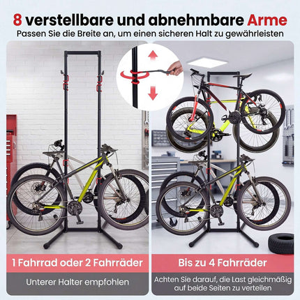 Adjustable Bike Storage Rack for 4 Bikes, Carbon Steel