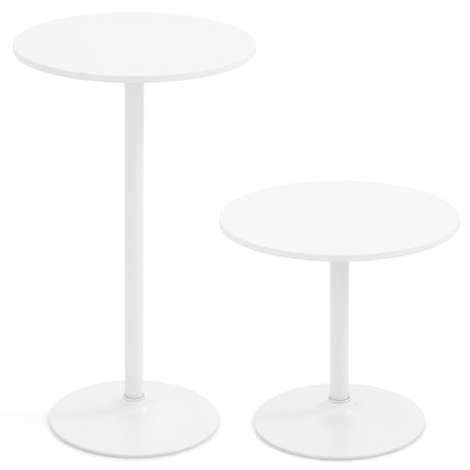 Adjustable Bistro Table Set, 2 Heights, 60 cm Diameter, White