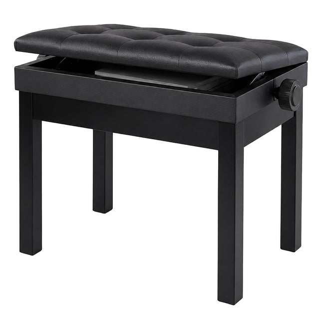 Adjustable Black Birch Piano Bench with Storage