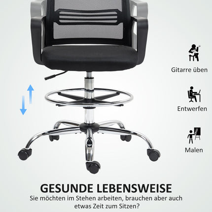 Adjustable Black Mesh Office Chair with Footrest