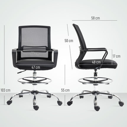 Adjustable Black Mesh Office Chair with Footrest