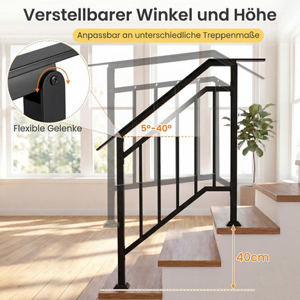 Adjustable Black Outdoor Handrails, 2 Pack, Galvanized Metal