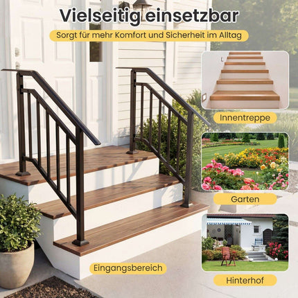 Adjustable Black Outdoor Handrails, 2 Pack, Galvanized Metal