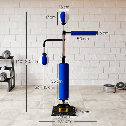 Adjustable Boxing Stand with Speedballs and Kick Pad