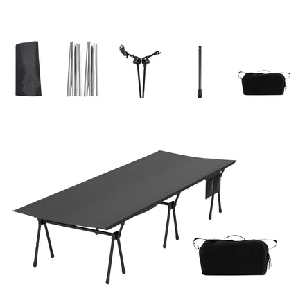 Adjustable Camping Cot with Storage, 193x70 cm, 150 kg Capacity