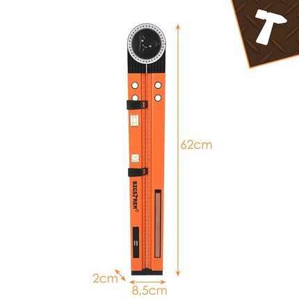 Adjustable Carpentry Protractor with Spirit Level, 500mm