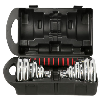 Adjustable Chrome Dumbbells with Case, 20kg Set