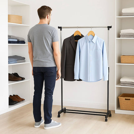 Adjustable Clothing Rack with Wheels – Height Adjustable