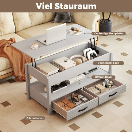 Adjustable Coffee Table with Lift-Top & 2 Drawers