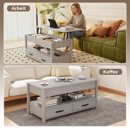 Adjustable Coffee Table with Lift-Top & 2 Drawers