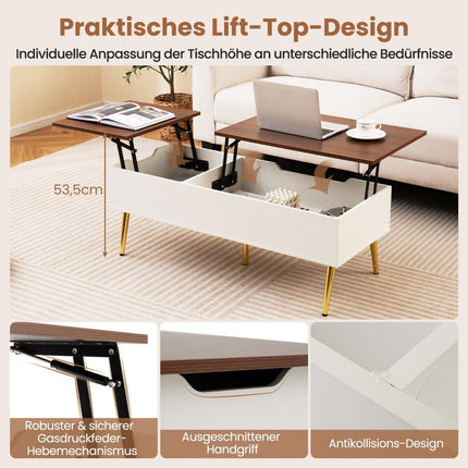 Adjustable Coffee Table with Lift-Top & Hidden Storage