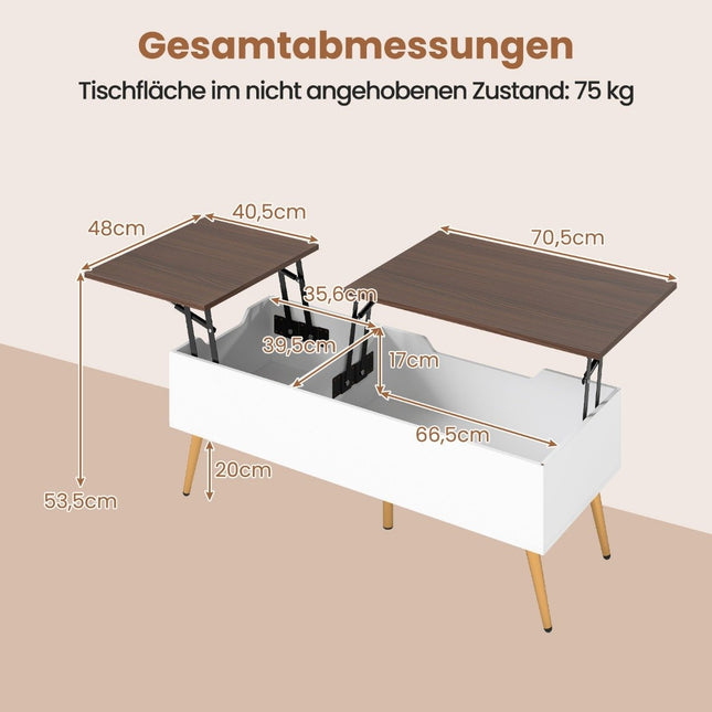 Adjustable Coffee Table with Lift-Top & Hidden Storage