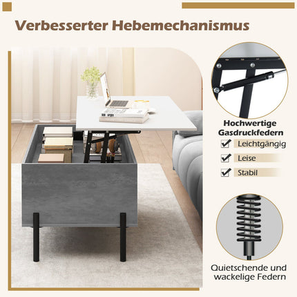 Adjustable Coffee Table with Lift-Top, Storage, Gray