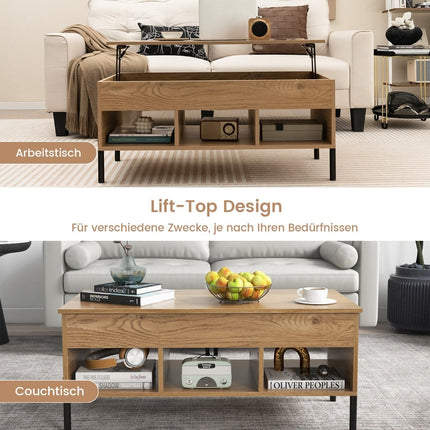 Adjustable Coffee Table with Lift-Top & Storage Shelves