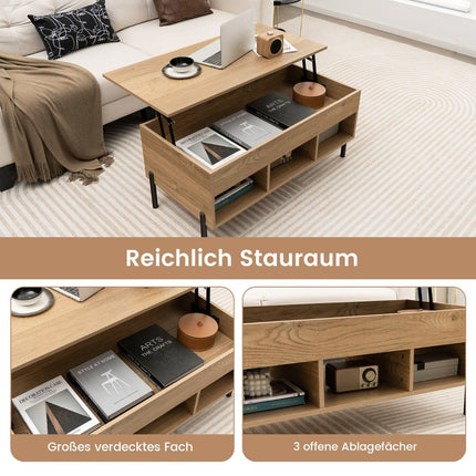Adjustable Coffee Table with Lift-Top & Storage Shelves