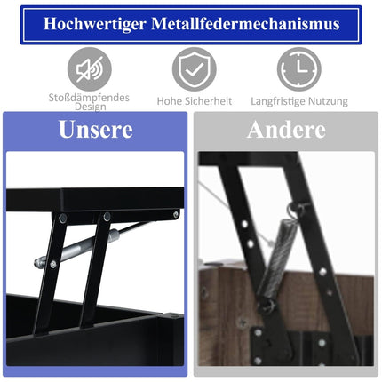 Adjustable Coffee Table with Storage, Black, 104.5x49x48-62.5 cm