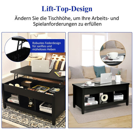 Adjustable Coffee Table with Storage, Black, 104.5x49x48-62.5 cm