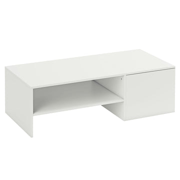 Adjustable Coffee Table with Storage, White Particle Board