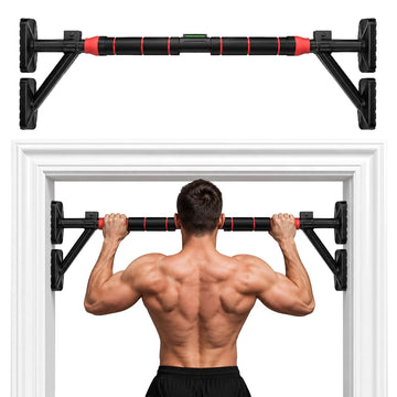 Adjustable Doorway Pull-Up Bar, 87–100 cm, Black/Red