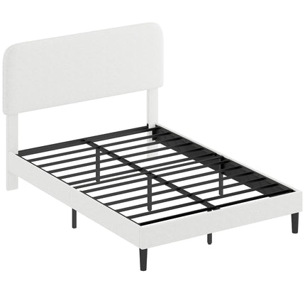 Adjustable Double Bed Frame with Teddy Fleece Headboard