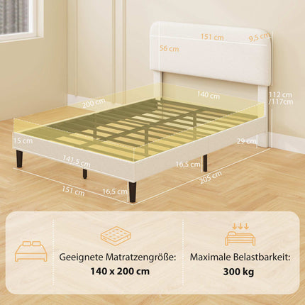 Adjustable Double Bed Frame with Teddy Fleece Headboard