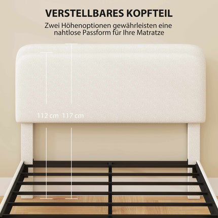 Adjustable Double Bed Frame with Teddy Fleece Headboard