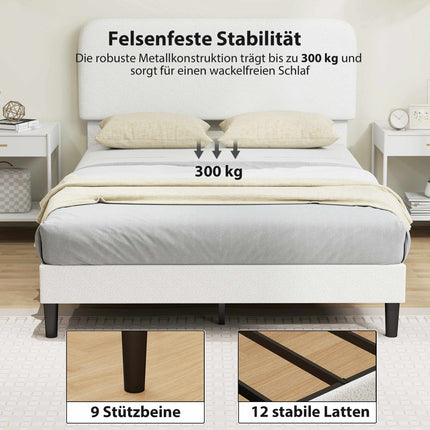 Adjustable Double Bed Frame with Teddy Fleece Headboard