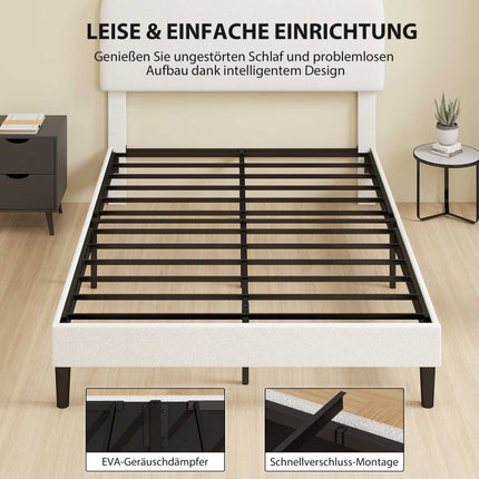 Adjustable Double Bed Frame with Teddy Fleece Headboard