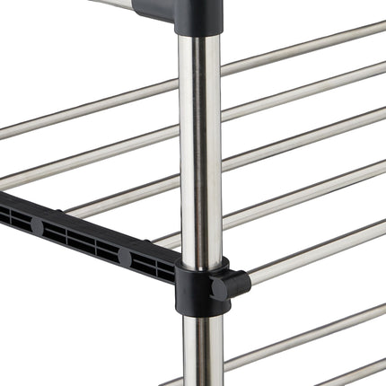 Adjustable Double Rod Clothes Rack with Shelf